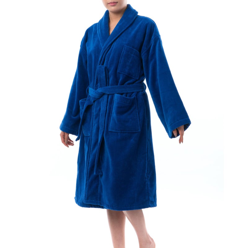 Alpine Swiss Blair Womens Cotton Terry Cloth Bathrobe Shawl Collar Velour Spa Robe BLU LXL - Image 4